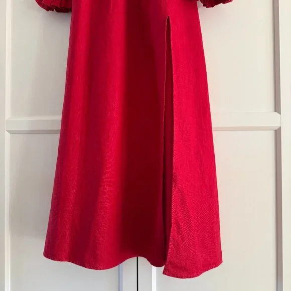 Reformation Gitane Linen Dress Cherry - Size XS - Picture 2 of 5